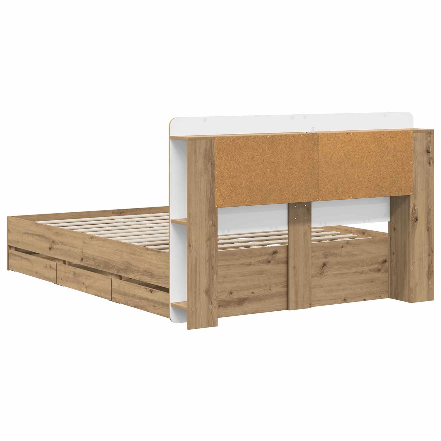 Bed Frame with Storage and Headboard Artisan Oak 135 x 190 cm