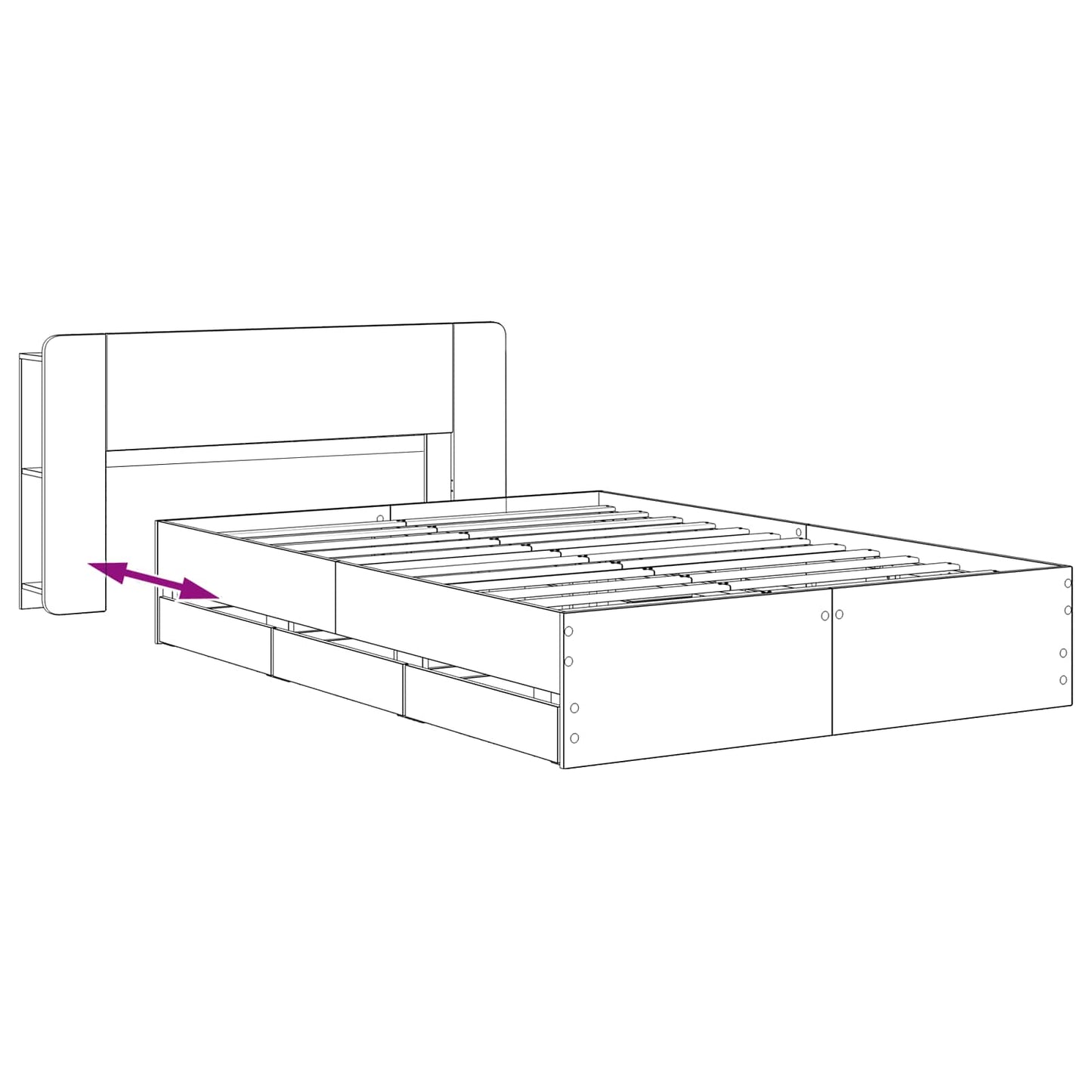 Bed Frame with Storage and Headboard Artisan Oak 135 x 190 cm