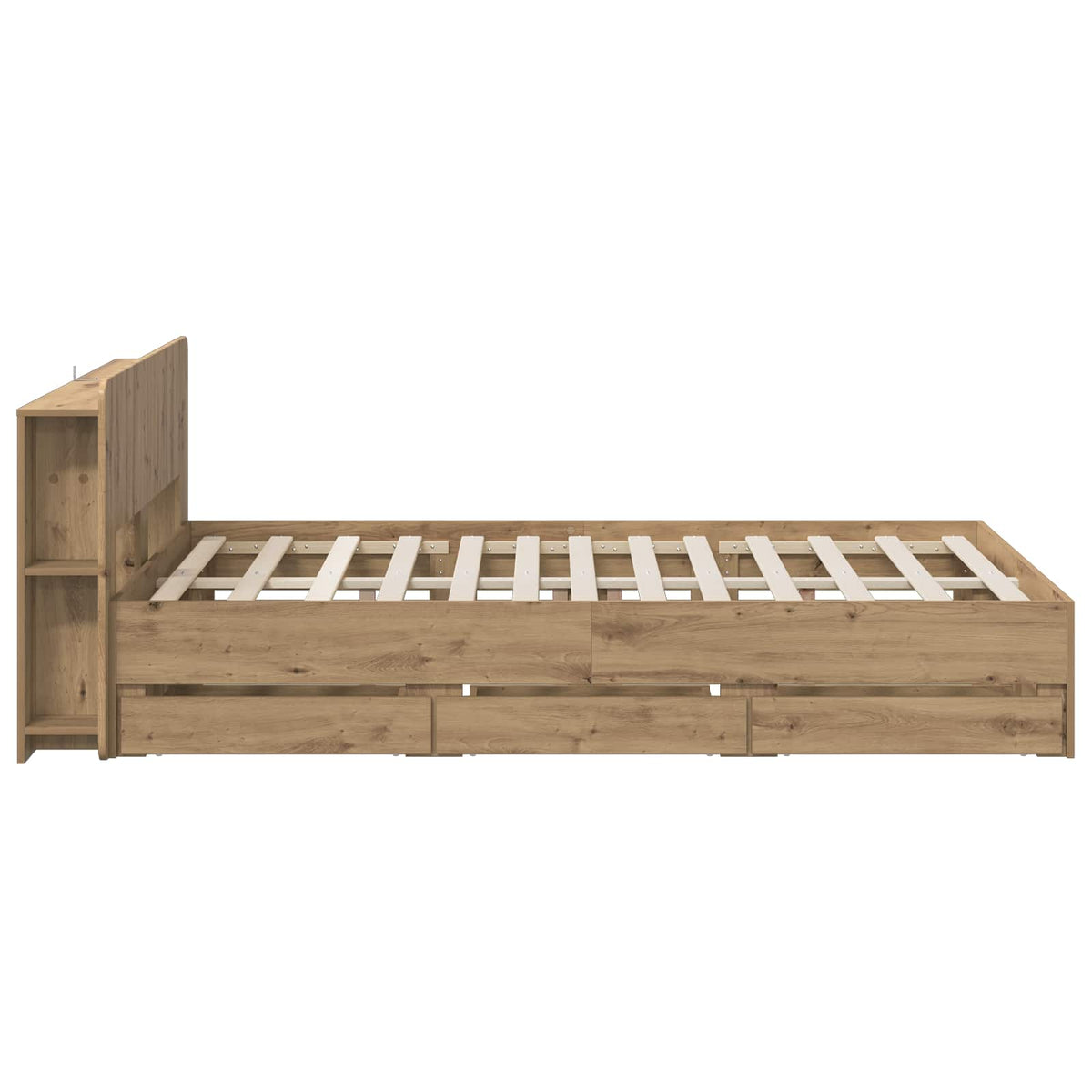 Bed Frame with Storage and Headboard Artisan Oak 135 x 190 cm