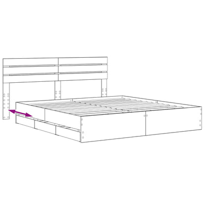 Bed Frame with Storage and Headboard Artisan Oak 180 x 200 cm