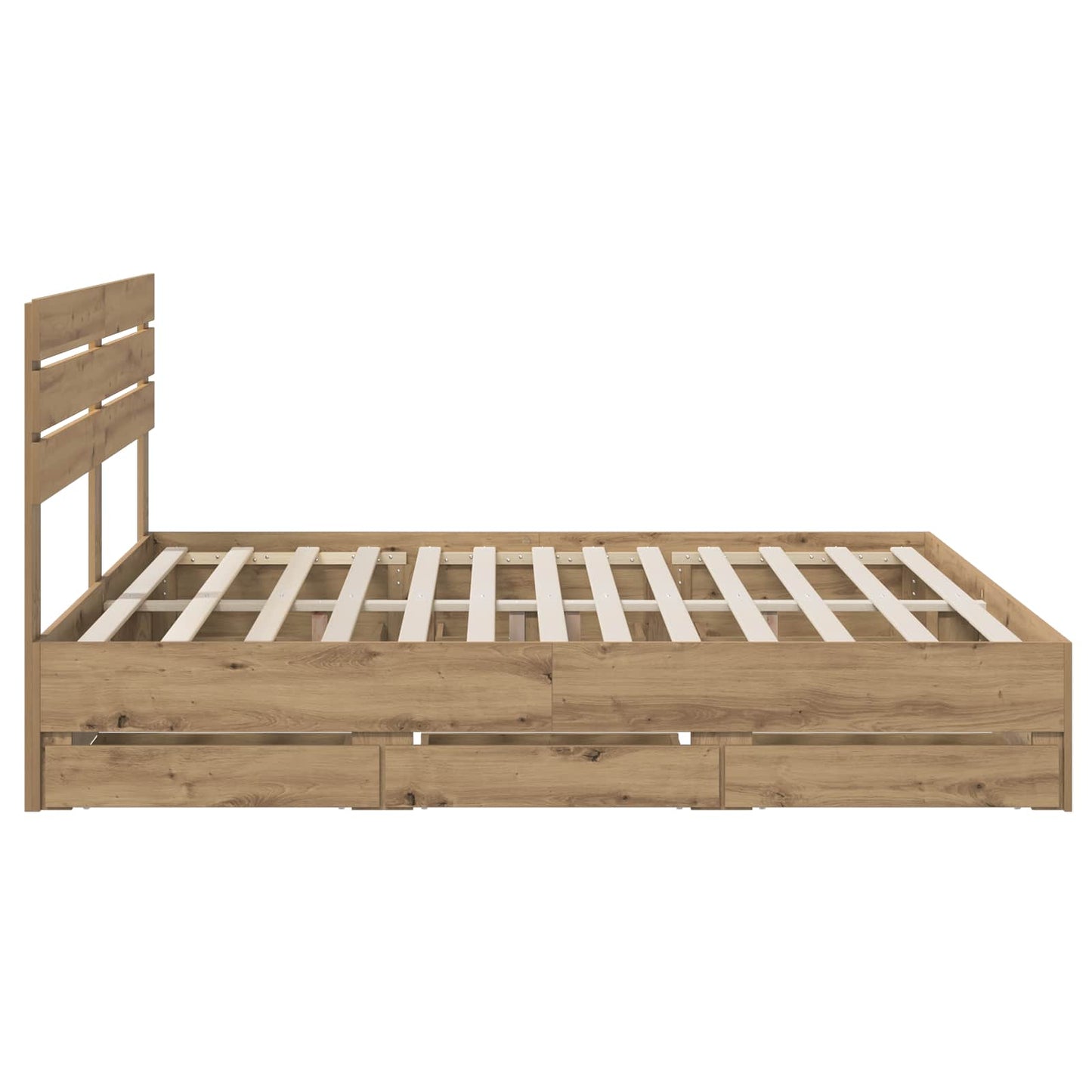 Bed Frame with Storage and Headboard Artisan Oak 180 x 200 cm