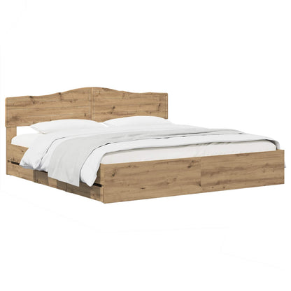 Bed Frame with Storage and Headboard Artisan Oak 180 x 200 cm