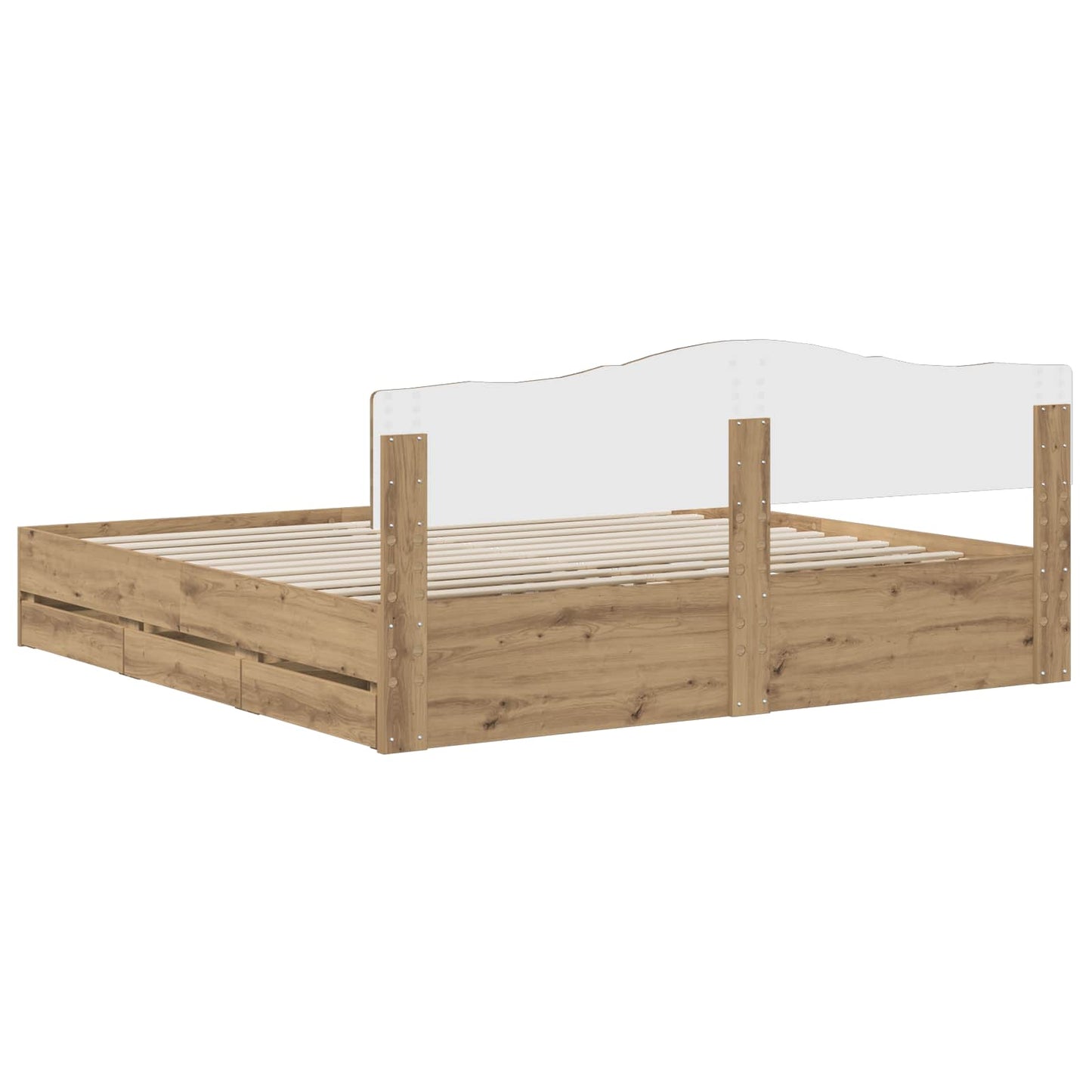 Bed Frame with Storage and Headboard Artisan Oak 180 x 200 cm