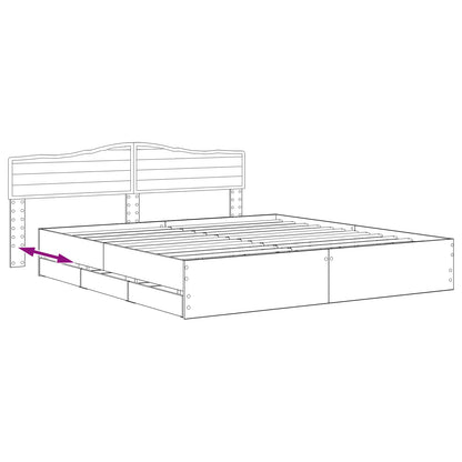 Bed Frame with Storage and Headboard Artisan Oak 180 x 200 cm
