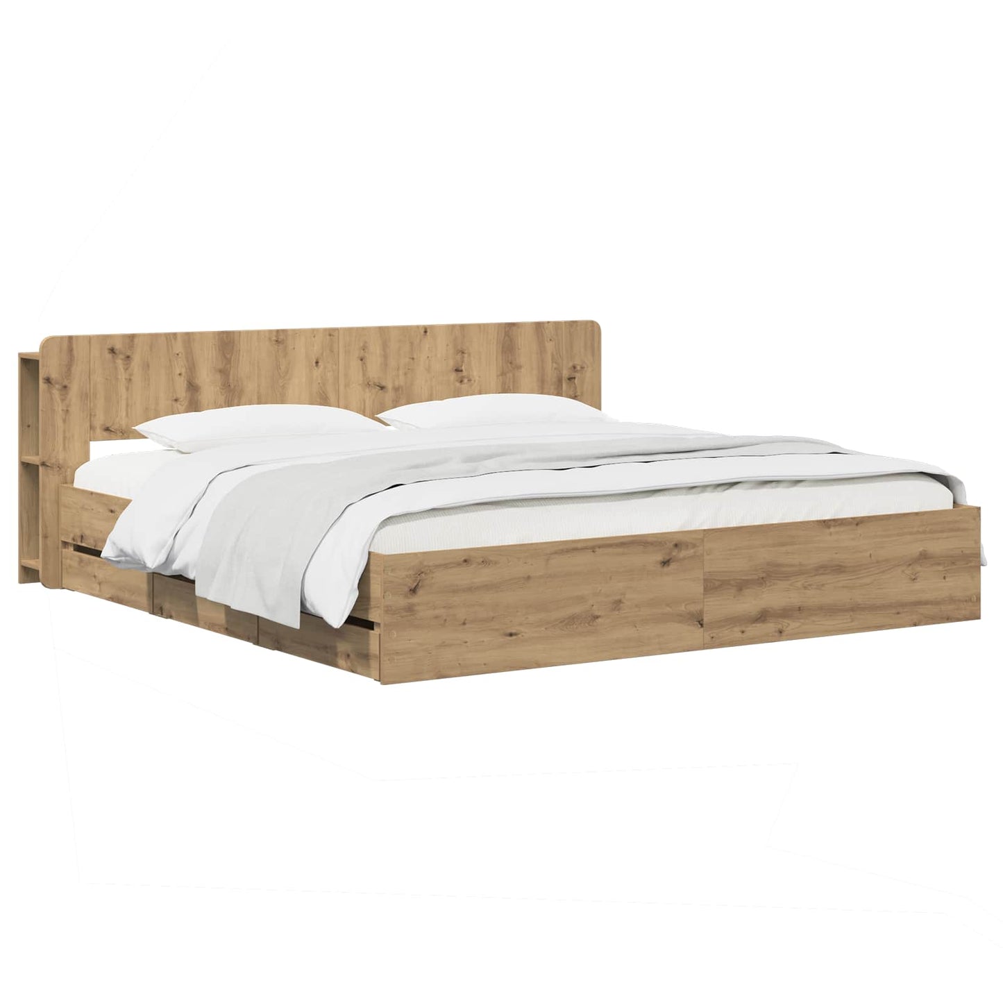 Bed Frame with Storage and Headboard Artisan Oak 180 x 200 cm