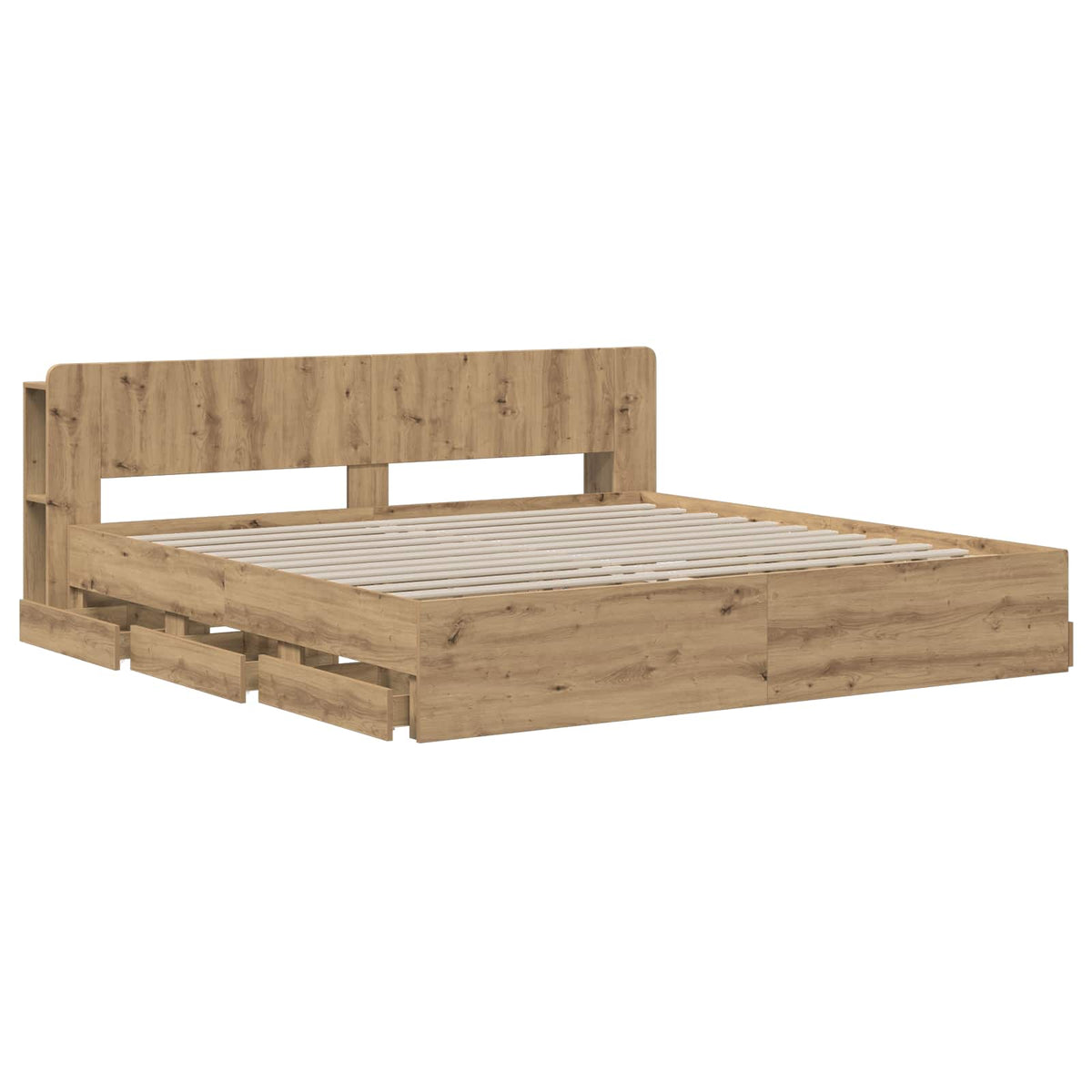 Bed Frame with Storage and Headboard Artisan Oak 180 x 200 cm