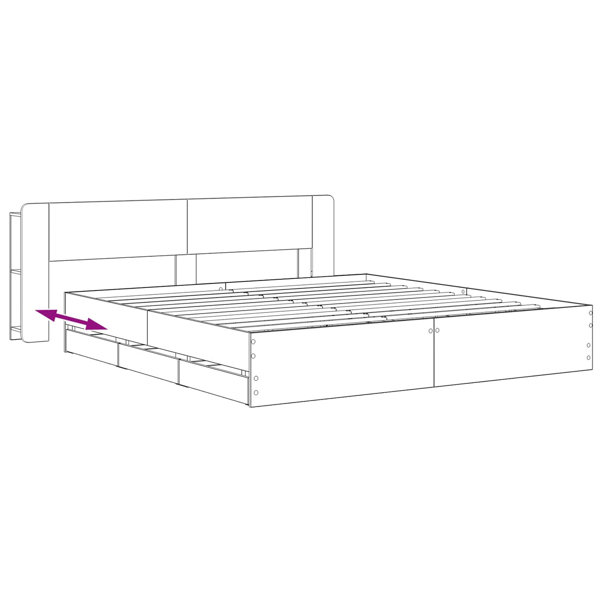 Bed Frame with Storage and Headboard Artisan Oak 180 x 200 cm