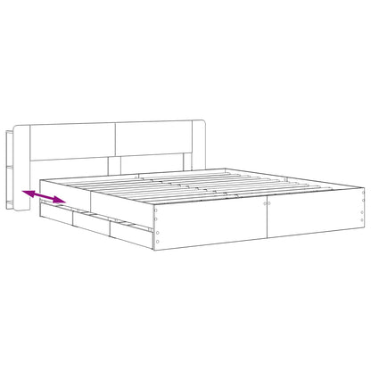Bed Frame with Storage and Headboard Artisan Oak 180 x 200 cm