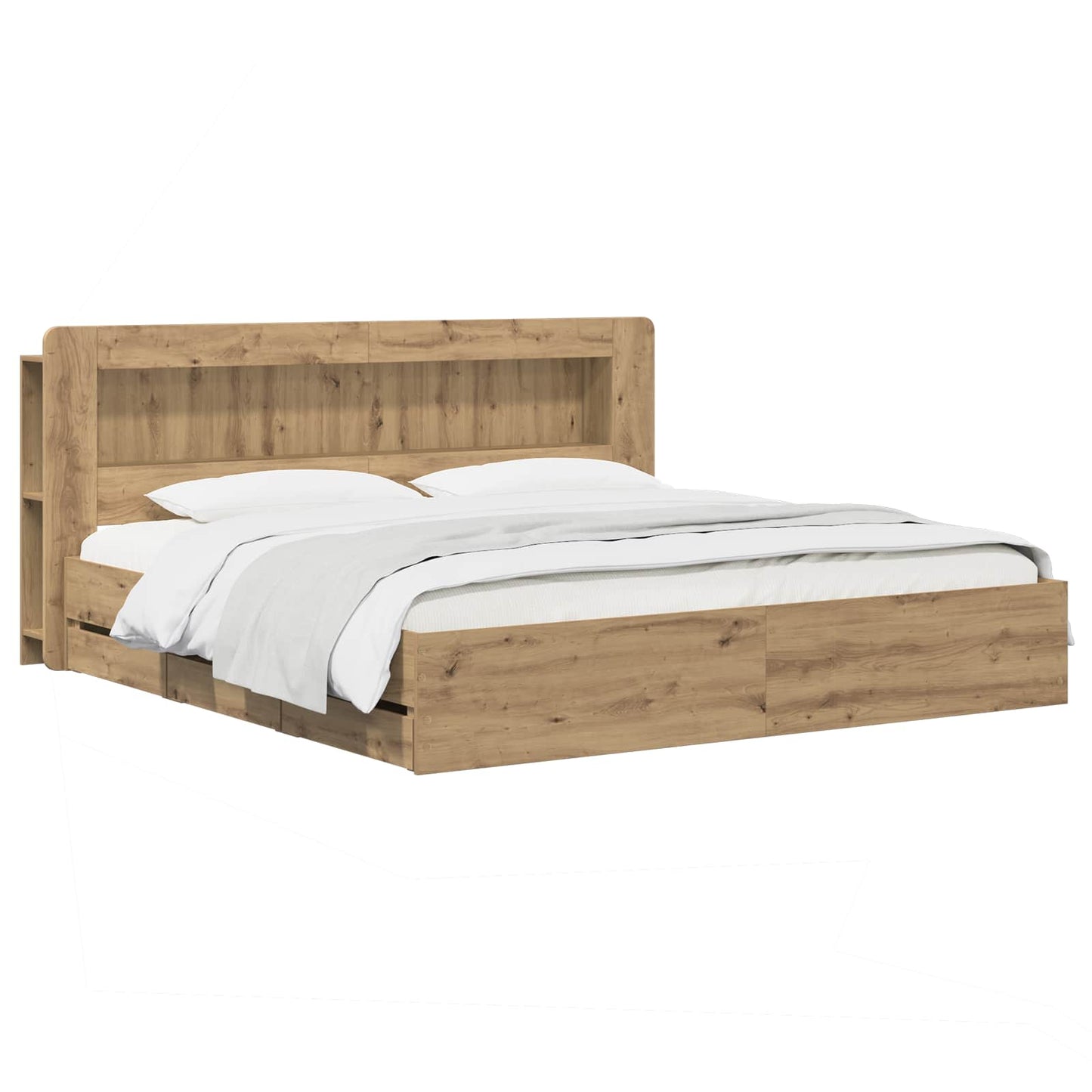 Bed Frame with Storage and Headboard Artisan Oak 180 x 200 cm