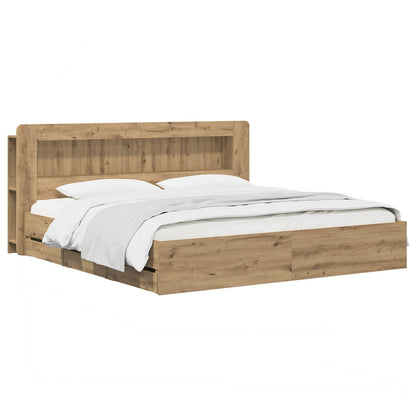 Bed Frame with Storage and Headboard Artisan Oak 180 x 200 cm