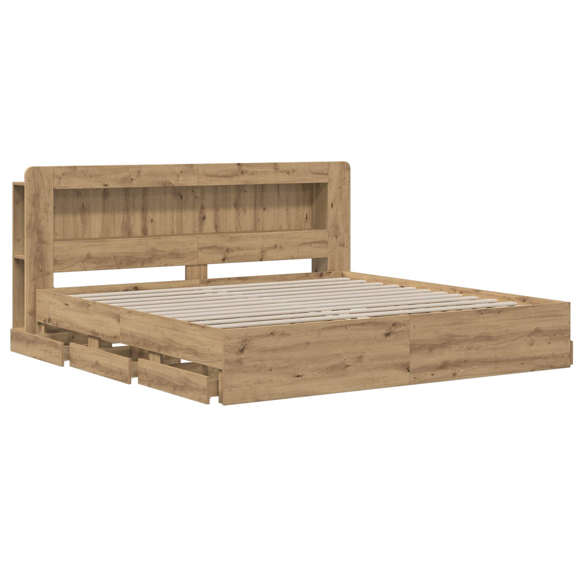Bed Frame with Storage and Headboard Artisan Oak 180 x 200 cm
