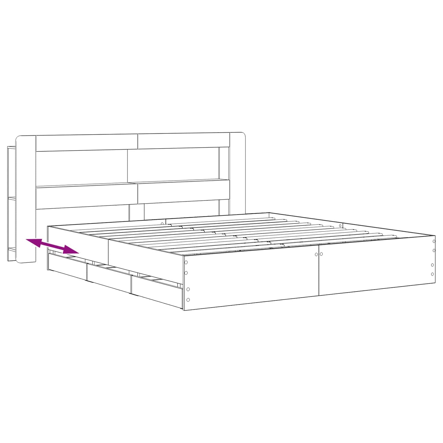 Bed Frame with Storage and Headboard Artisan Oak 180 x 200 cm