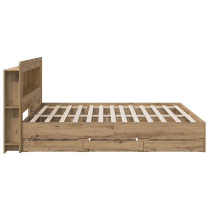 Bed Frame with Storage and Headboard Artisan Oak 180 x 200 cm