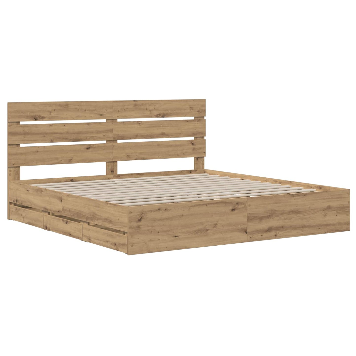 Bed Frame with Storage and Headboard Artisan Oak 180 x 200 cm