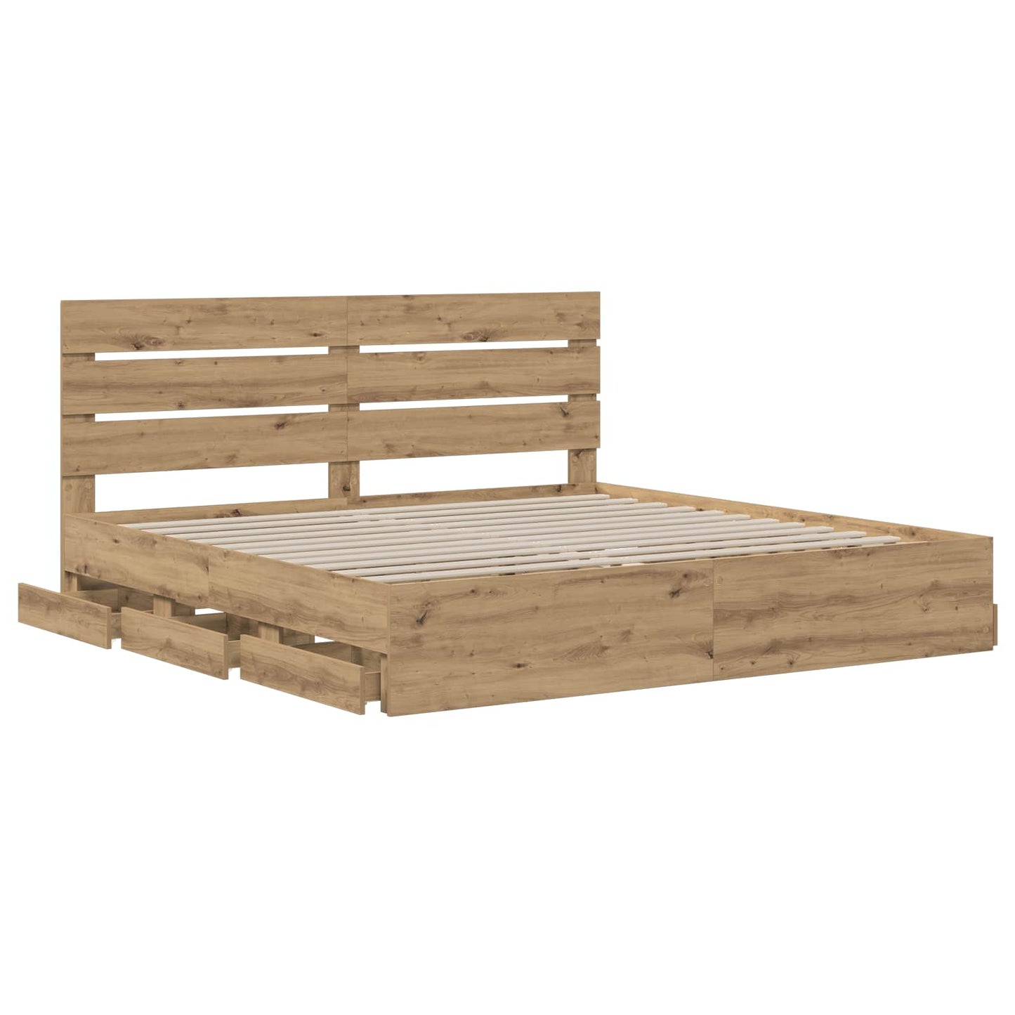 Bed Frame with Storage and Headboard Artisan Oak 180 x 200 cm