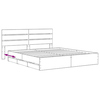 Bed Frame with Storage and Headboard Artisan Oak 180 x 200 cm