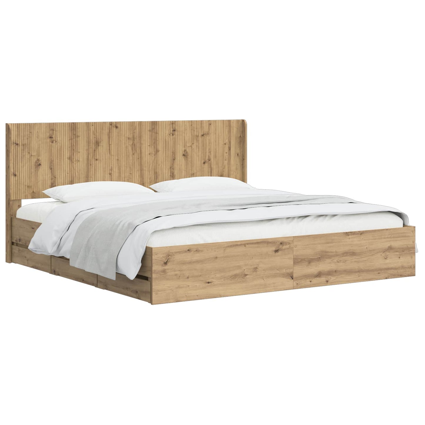 Bed Frame with Storage and Headboard Artisan Oak 180 x 200 cm