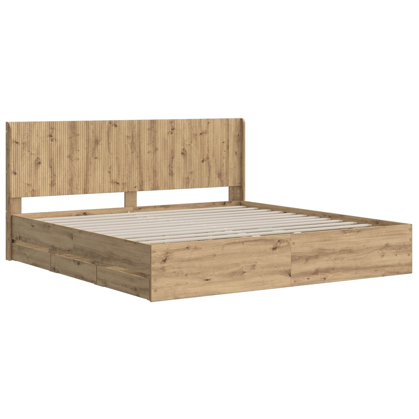 Bed Frame with Storage and Headboard Artisan Oak 180 x 200 cm