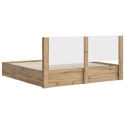 Bed Frame with Storage and Headboard Artisan Oak 180 x 200 cm