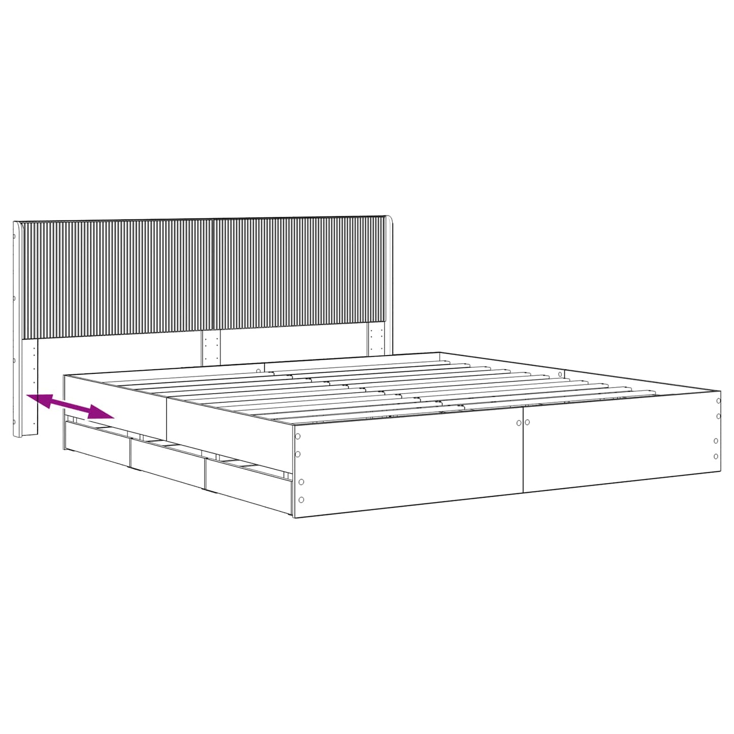 Bed Frame with Storage and Headboard Artisan Oak 180 x 200 cm