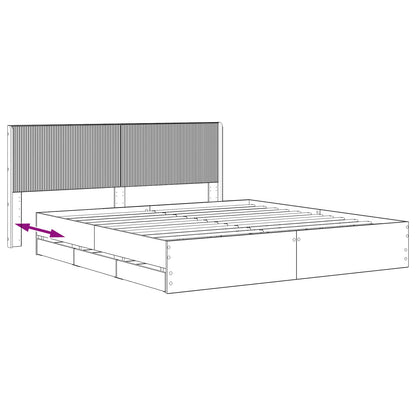 Bed Frame with Storage and Headboard Artisan Oak 180 x 200 cm