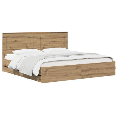 Bed Frame with Storage and Headboard Artisan Oak 180 x 200 cm