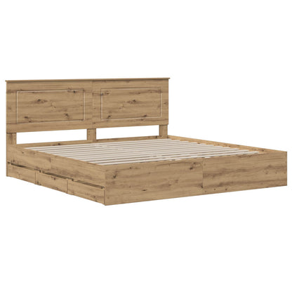 Bed Frame with Storage and Headboard Artisan Oak 180 x 200 cm
