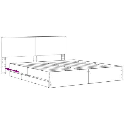 Bed Frame with Storage and Headboard Artisan Oak 180 x 200 cm