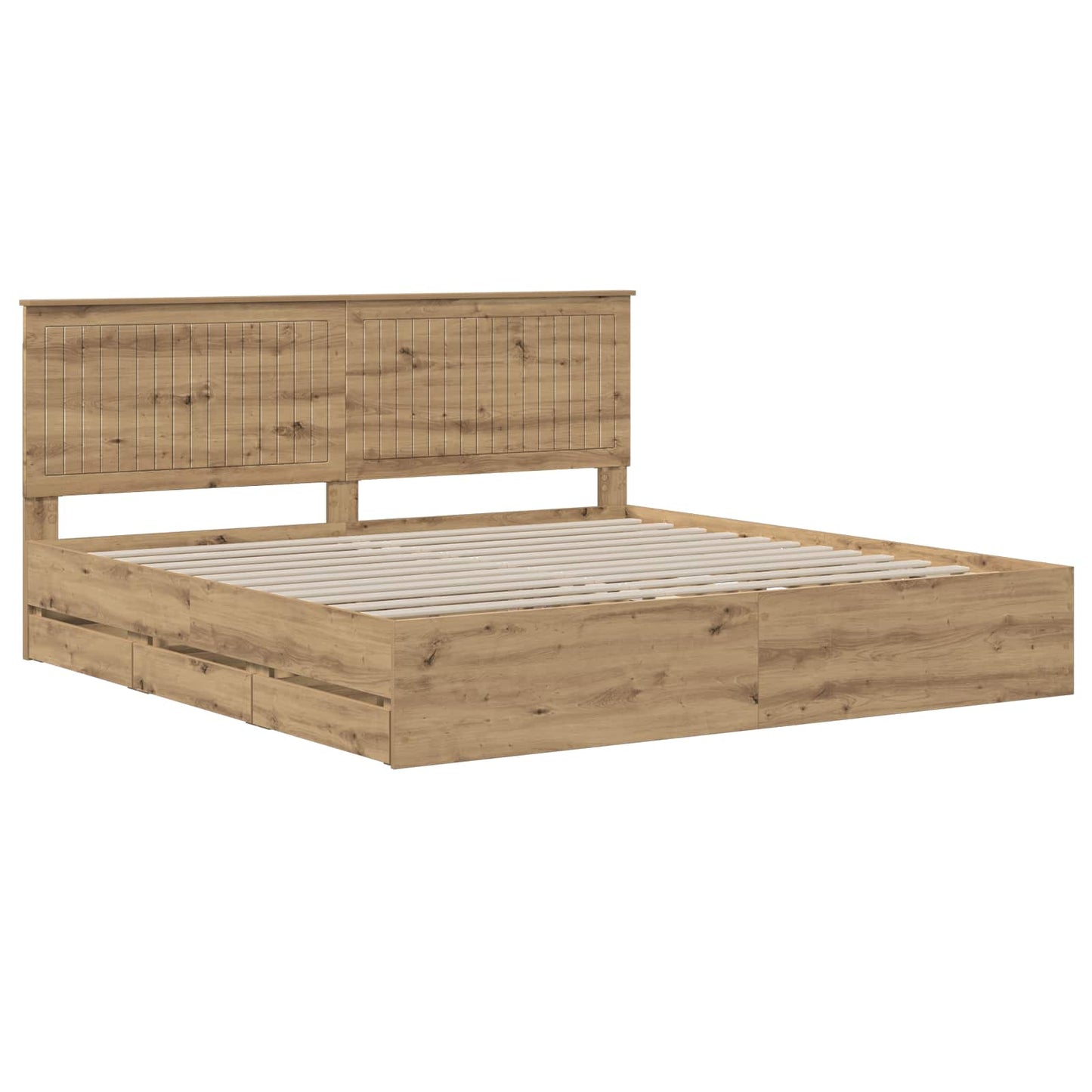 Bed Frame with Storage and Headboard Artisan Oak 180 x 200 cm