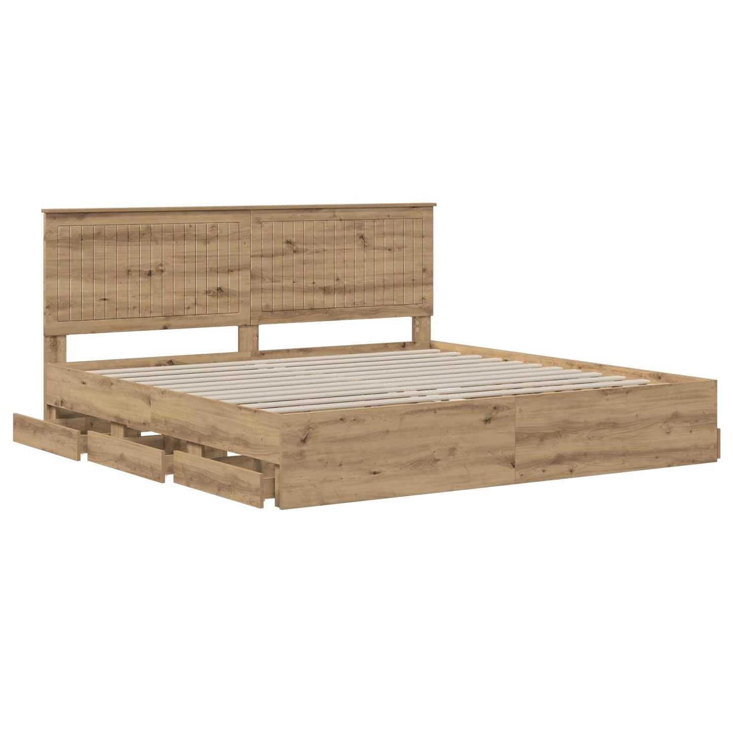 Bed Frame with Storage and Headboard Artisan Oak 180 x 200 cm