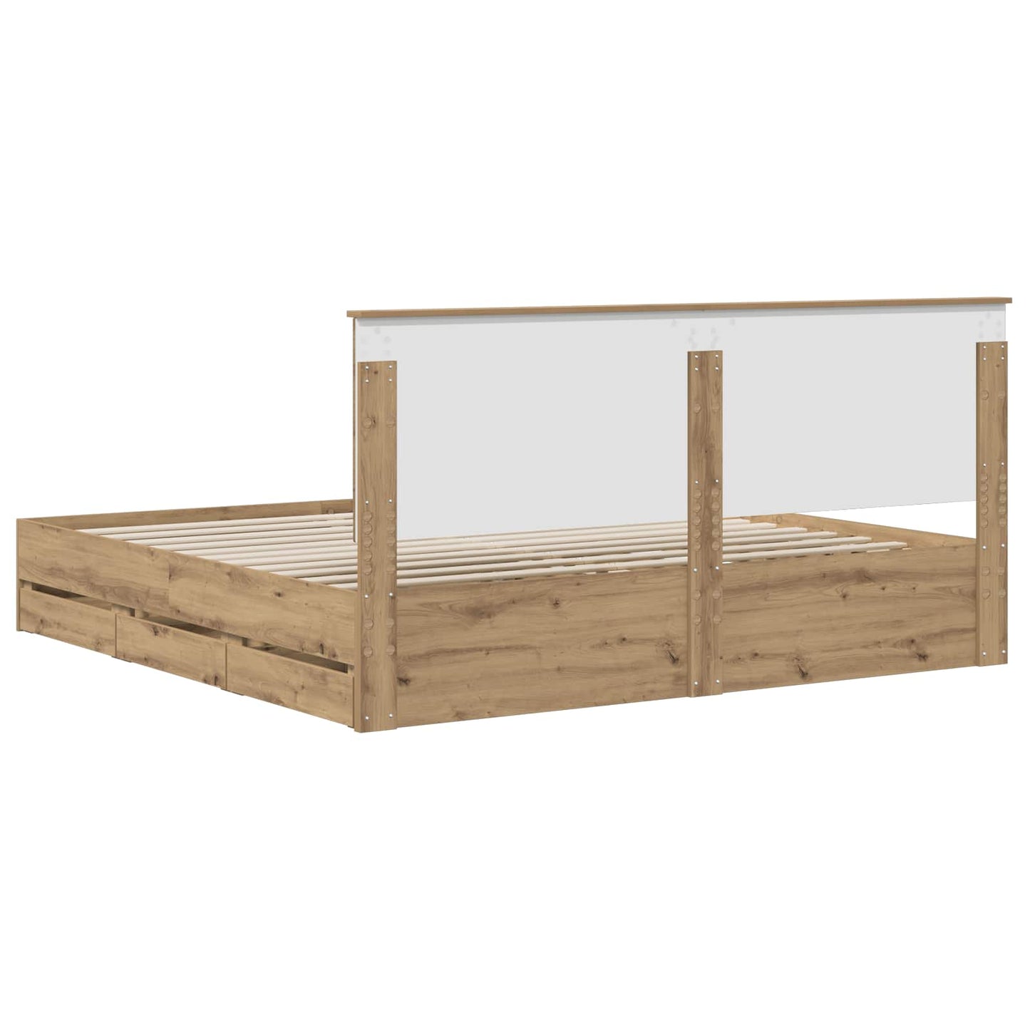 Bed Frame with Storage and Headboard Artisan Oak 180 x 200 cm