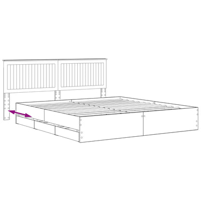 Bed Frame with Storage and Headboard Artisan Oak 180 x 200 cm