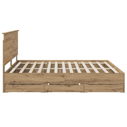 Bed Frame with Storage and Headboard Artisan Oak 180 x 200 cm