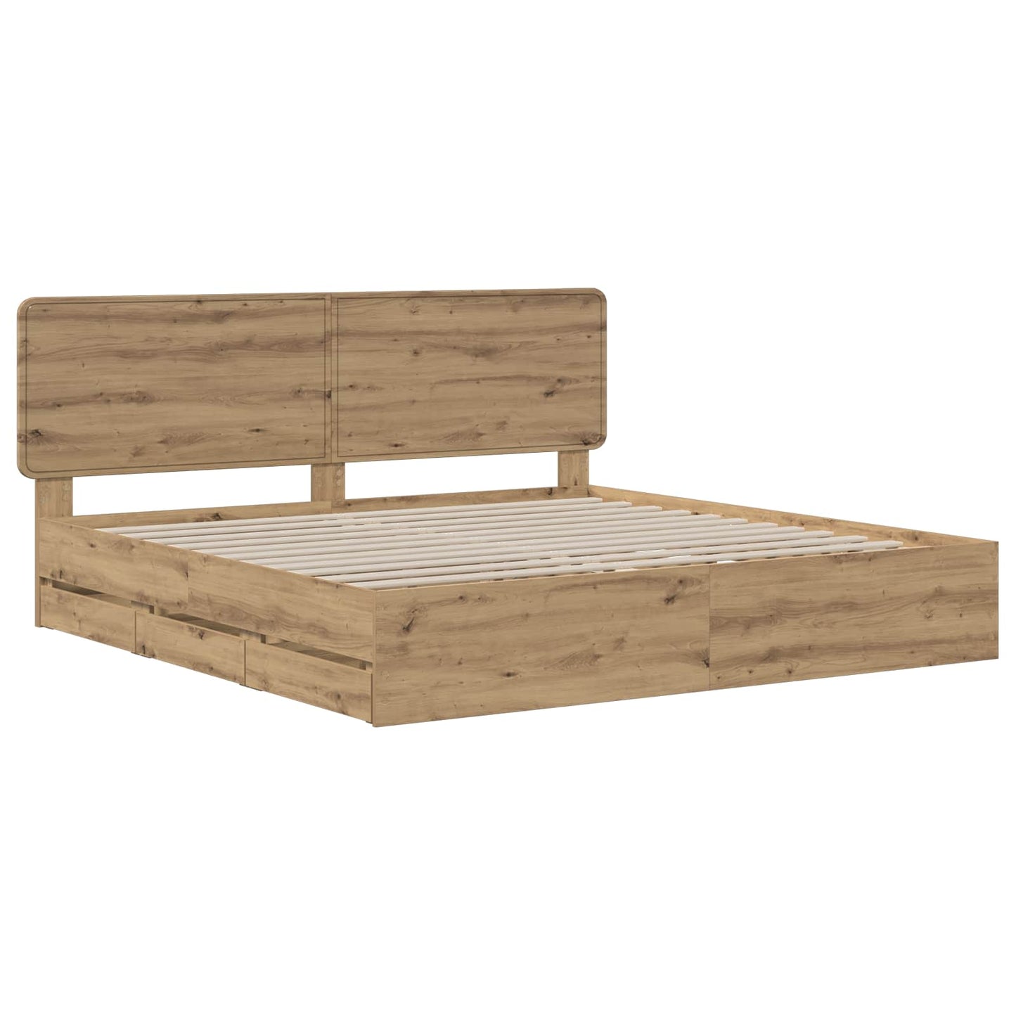 Bed Frame with Storage and Headboard Artisan Oak 180 x 200 cm