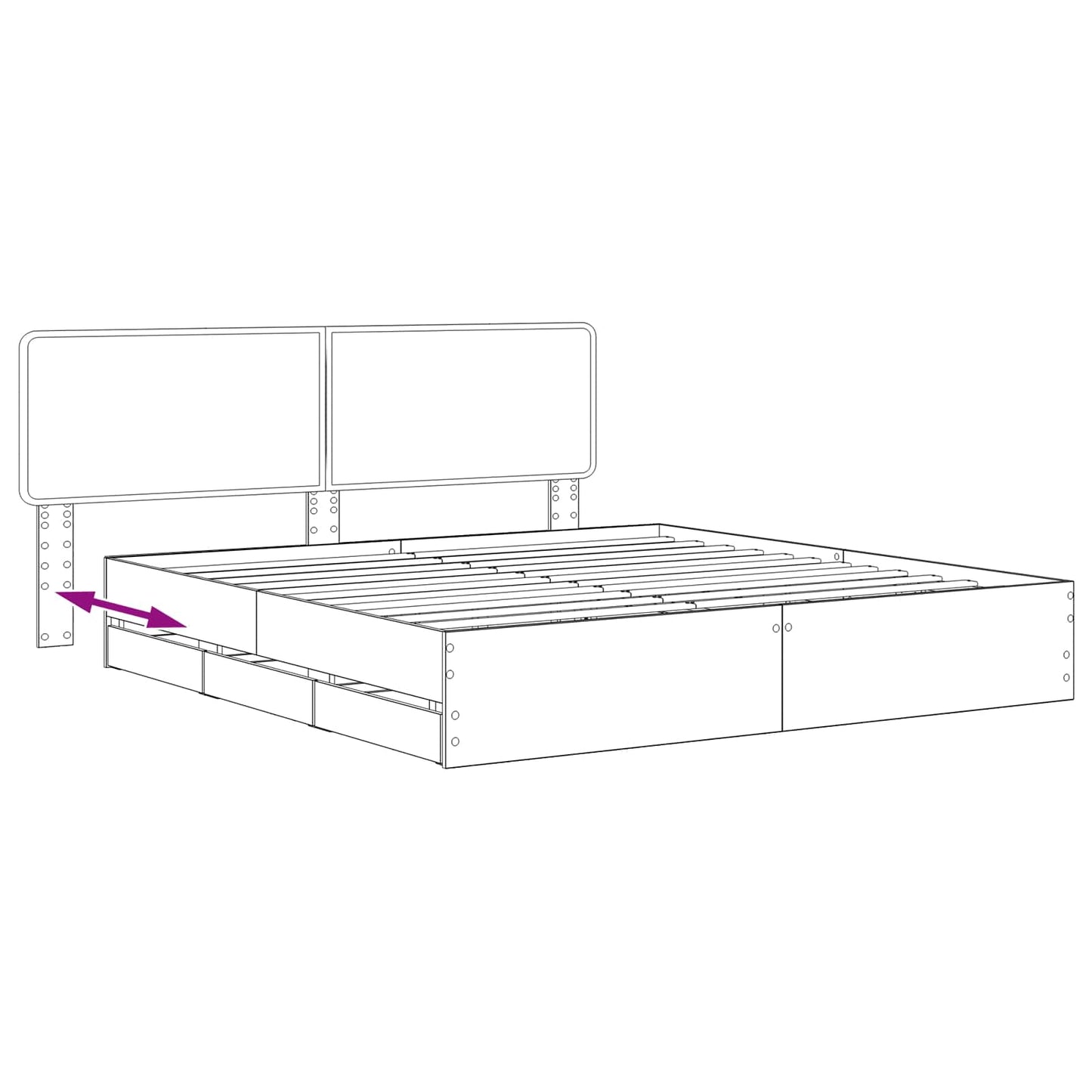 Bed Frame with Storage and Headboard Artisan Oak 180 x 200 cm
