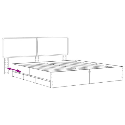 Bed Frame with Storage and Headboard Artisan Oak 180 x 200 cm