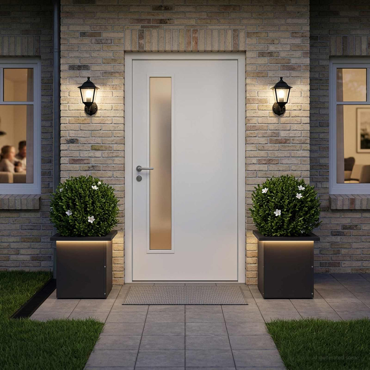 Garden Planter with LED 2 pcs Black 30 x 30 x 30 cm Steel
