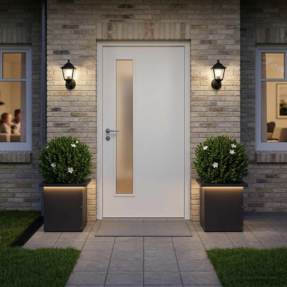 Garden Planter with LED 2 pcs Black 30 x 30 x 30 cm Steel