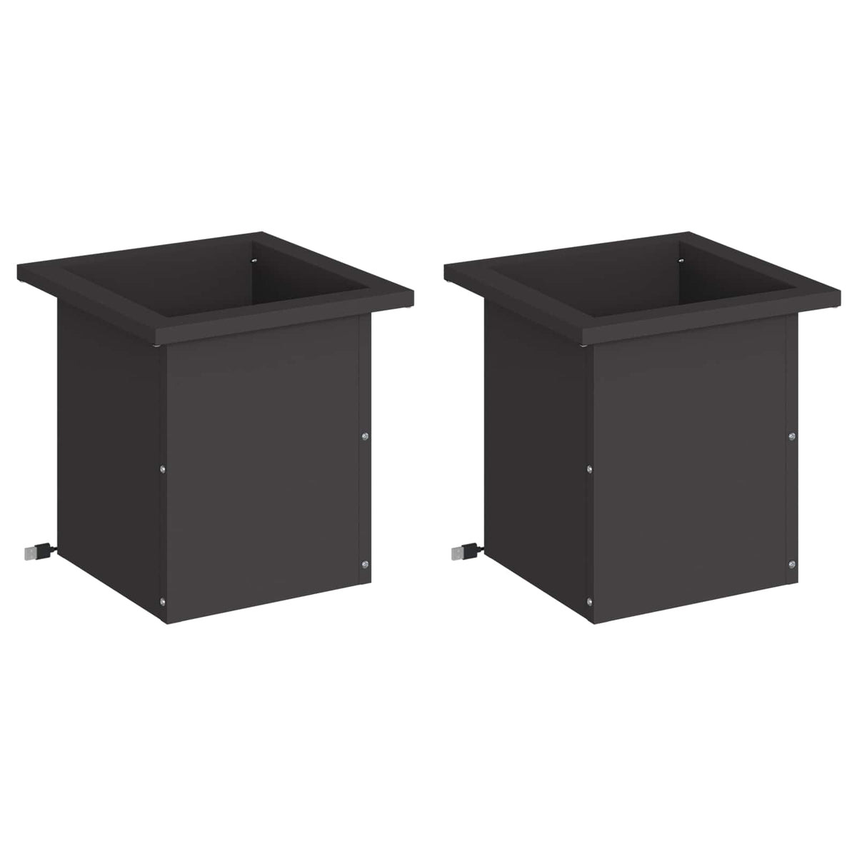 Garden Planter with LED 2 pcs Black 30 x 30 x 30 cm Steel