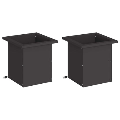 Garden Planter with LED 2 pcs Black 30 x 30 x 30 cm Steel