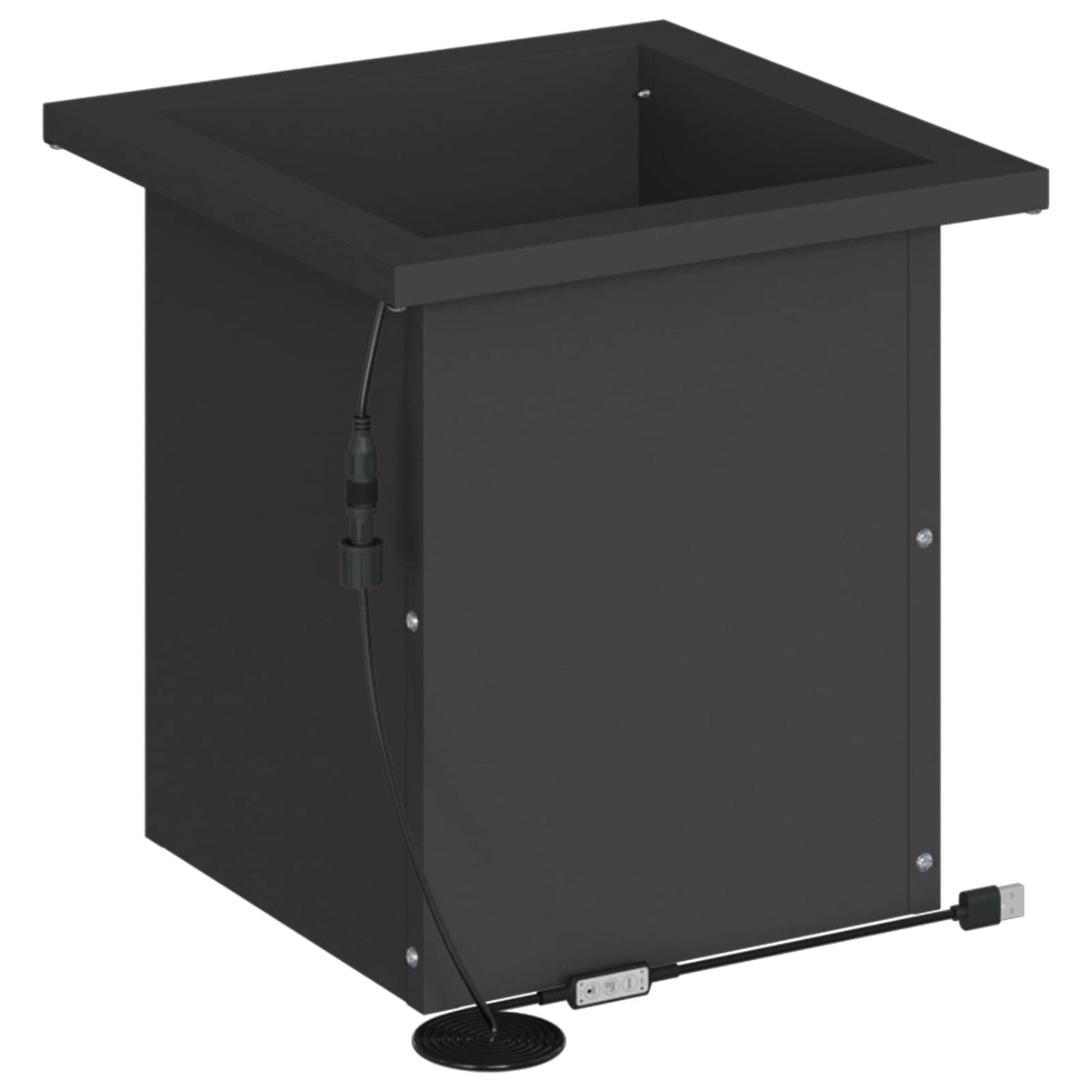Garden Planter with LED 2 pcs Black 30 x 30 x 30 cm Steel