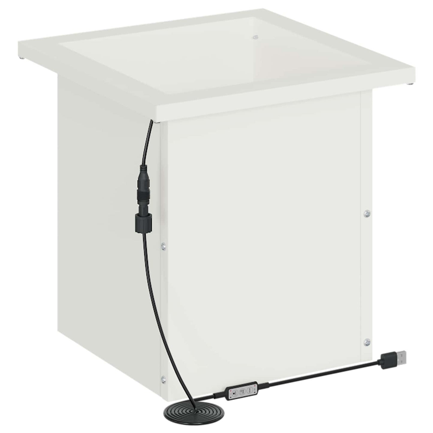Garden Planter with LED White 30 x 30 x 30 cm Steel