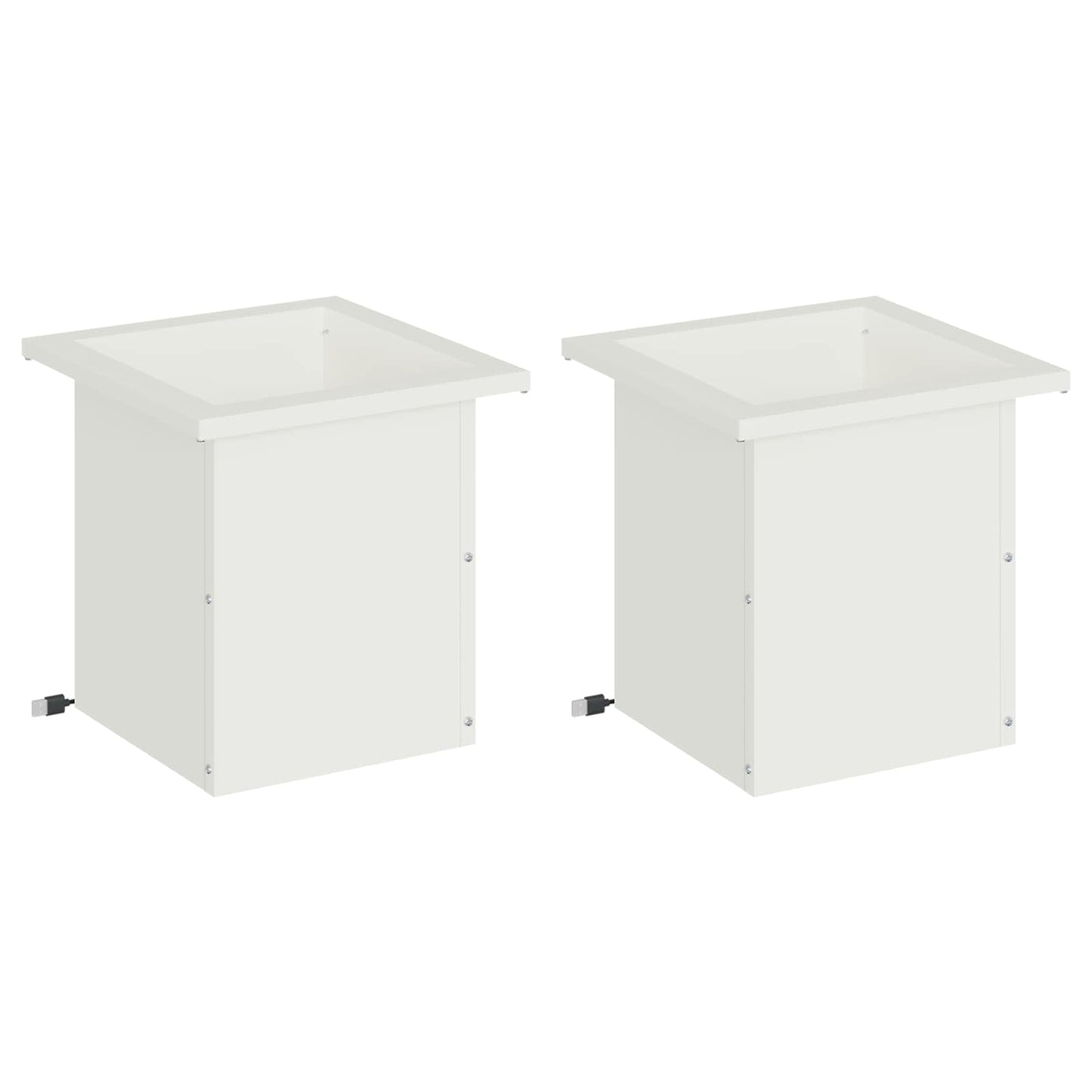 Garden Planter with LED 2 pcs White 30 x 30 x 30 cm Steel