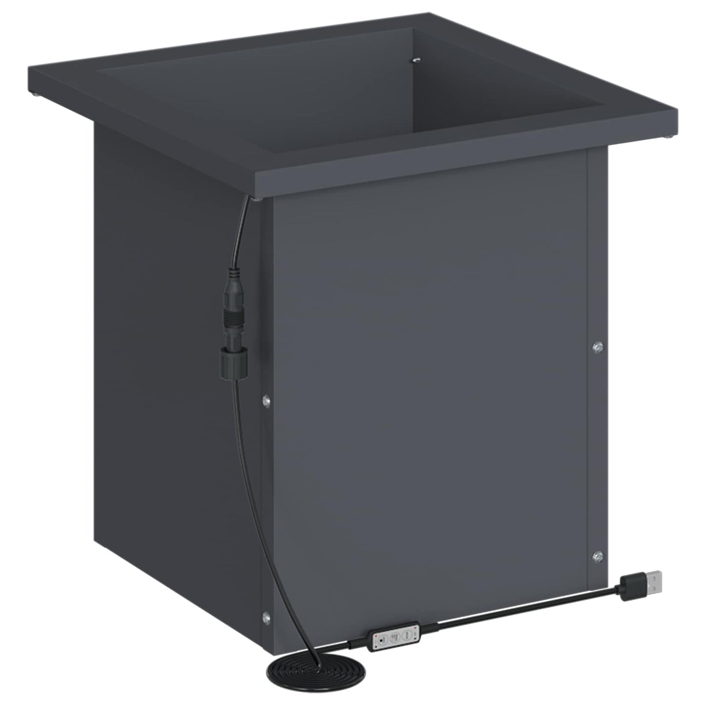 Garden Planter with LED Antracite 30 x 30 x 30 cm Steel