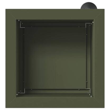 Garden Planter with LED Olive Green 30 x 30 x 30 cm Steel