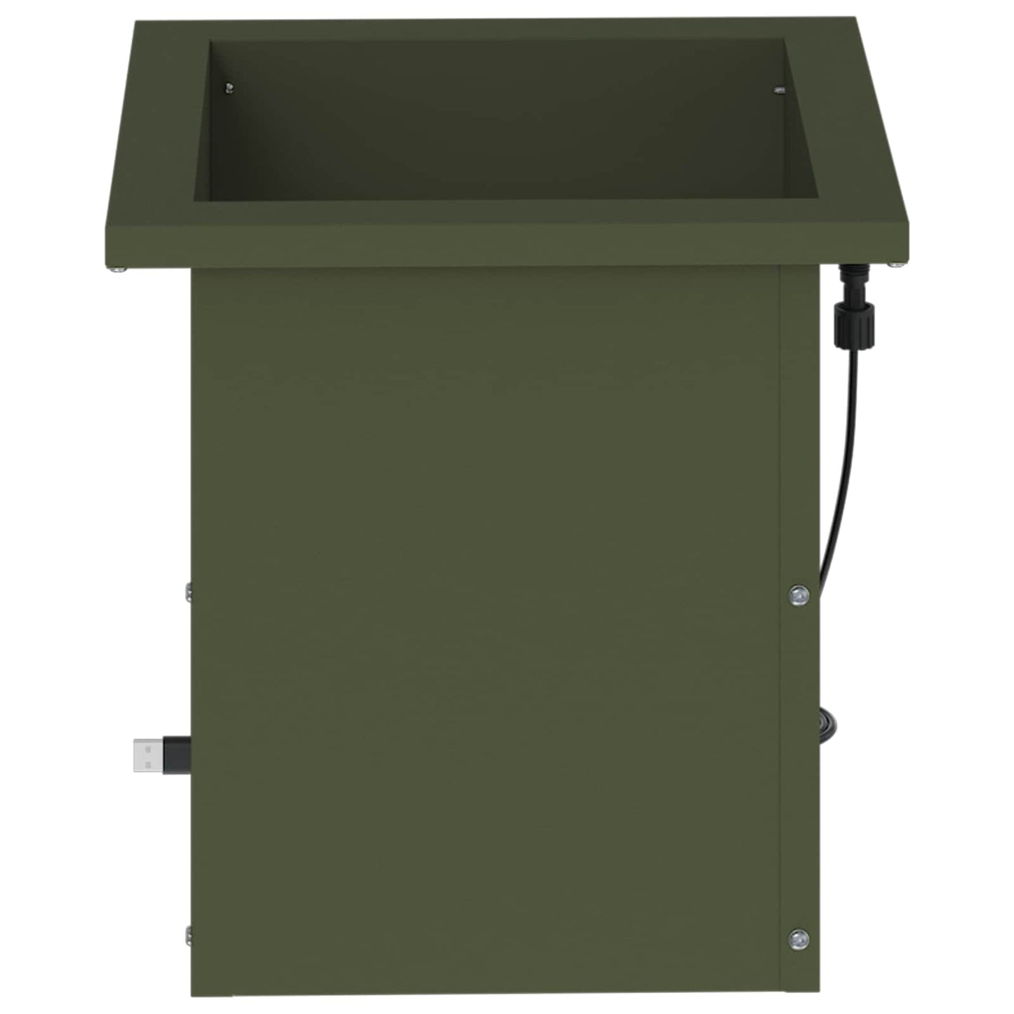 Garden Planter with LED 2 pcs Olive Green 30 x 30 x 30 cm Steel