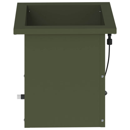 Garden Planter with LED 2 pcs Olive Green 30 x 30 x 30 cm Steel