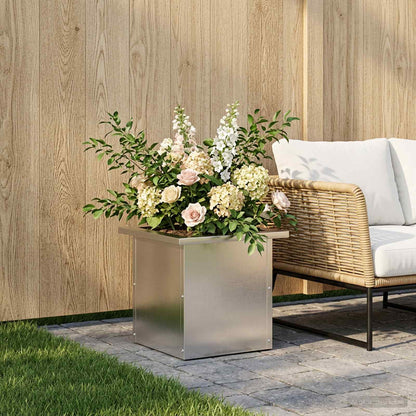Garden Planter with LED Silver 30 x 30 x 30 cm Stainless Steel