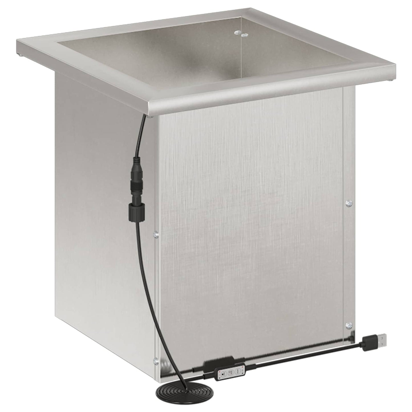 Garden Planter with LED Silver 30 x 30 x 30 cm Stainless Steel