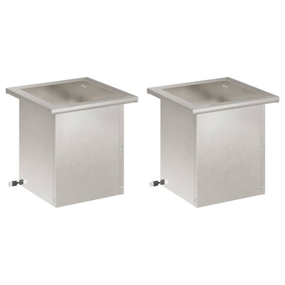 Garden Planter with LED 2 pcs Silver 30 x 30 x 30 cm